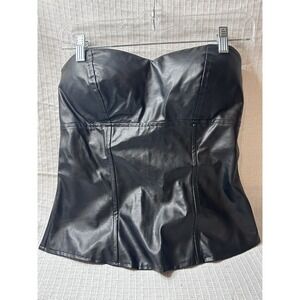 Vintage Y2K Charlotte Russe Faux Leather Corset Goth Punk Sexy Playful Size L